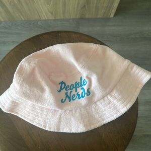 Pink Bucket Hat with Blue Embroidery